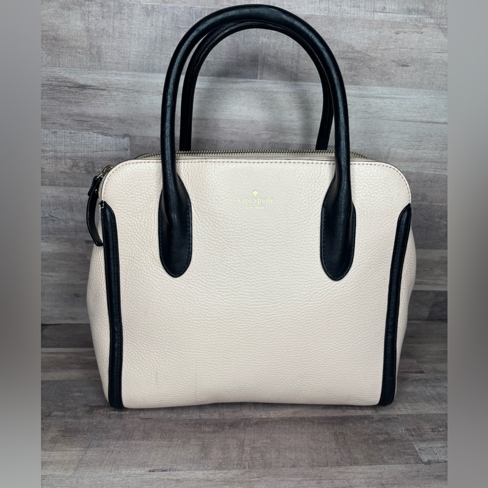 KATE SPADE SOFT PINK & BLACK DUNCAN LEATHER SATCHEL HANDBAG PURSE.